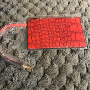 Red Croc-Embossed Clutch